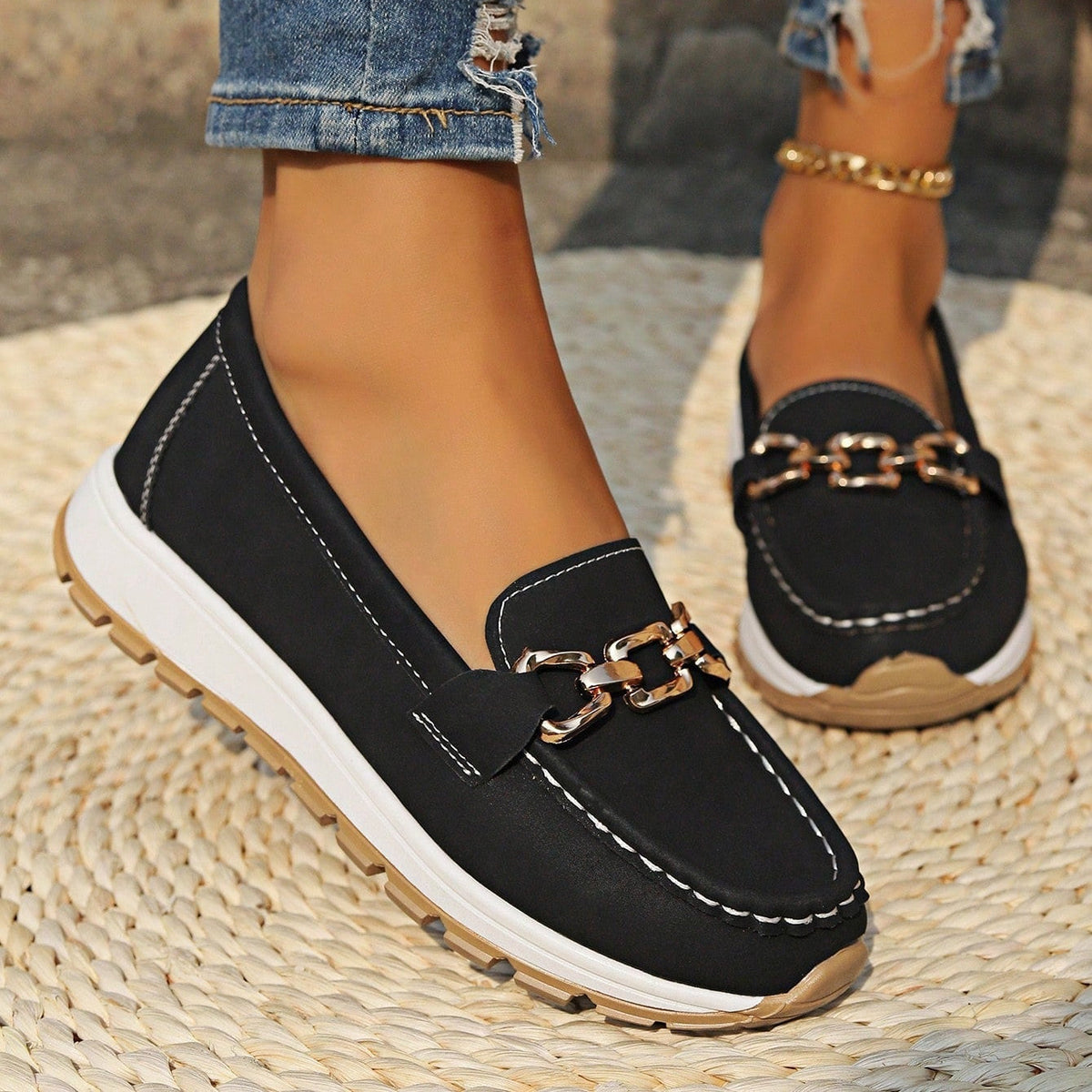 Arch Support Buckle Loafers