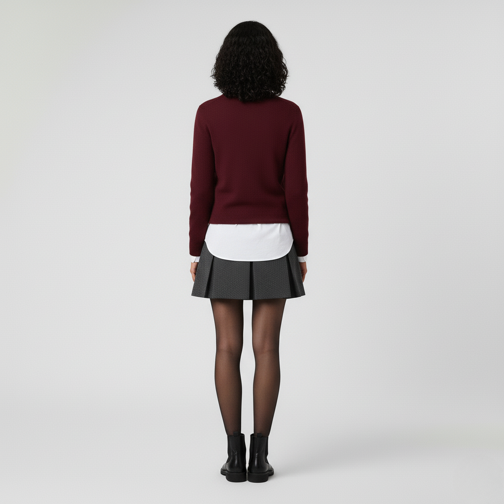 V-Neck Wool Sweater in Burgundy