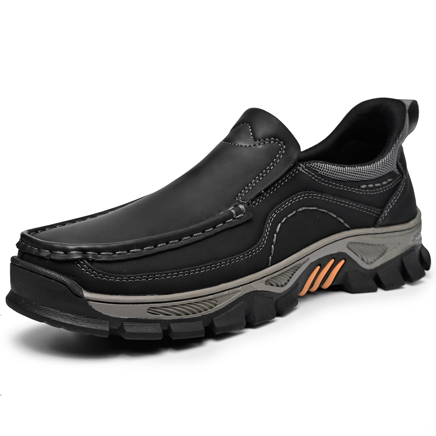Mostelo® Mens Slip On Casual Outdoor Leather Walking Hiking Shoes V3672/V3673