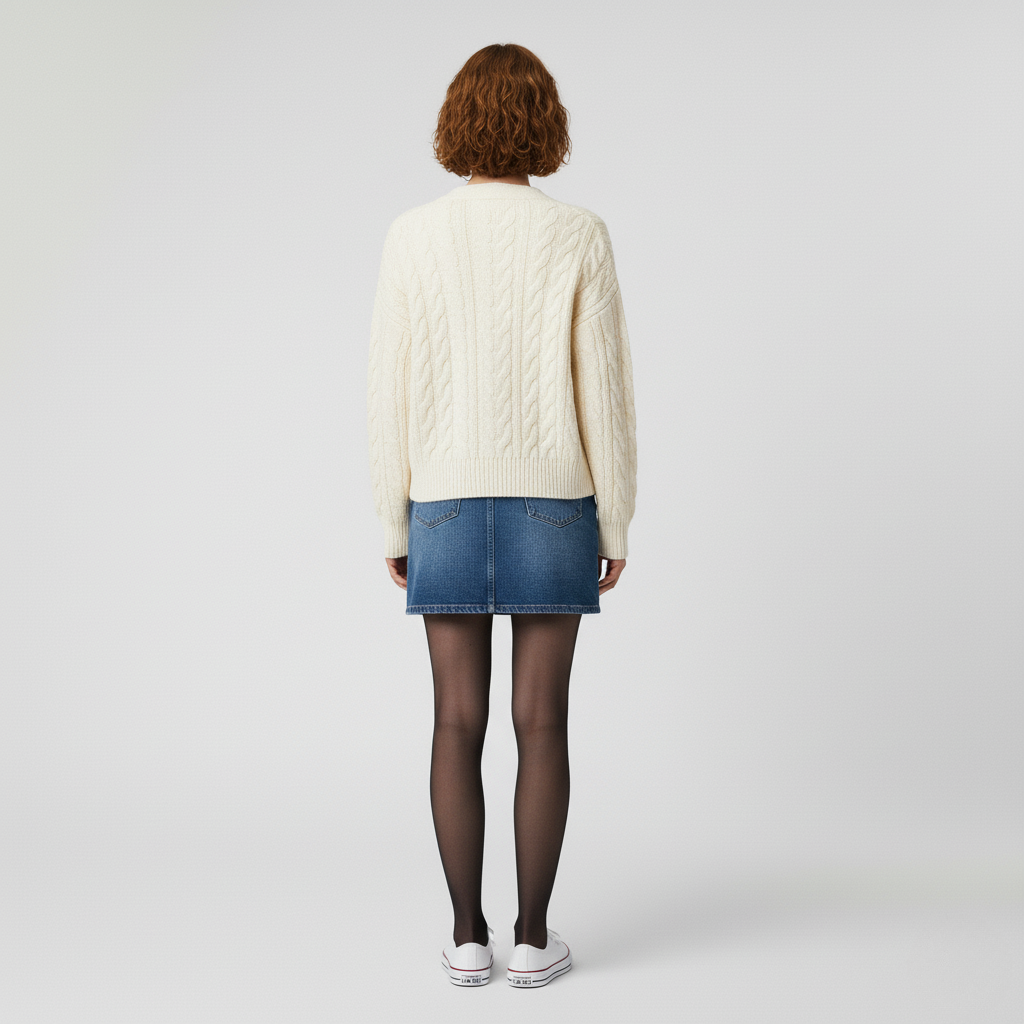 Cable Knit Cardigan in Cream