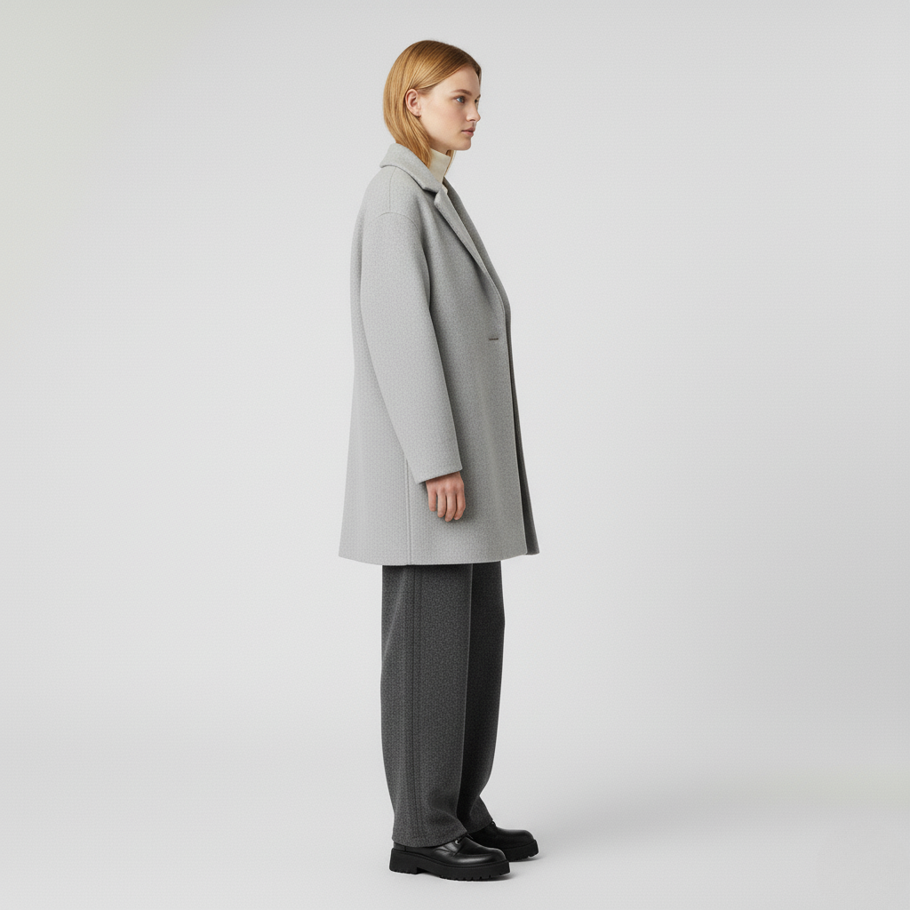 Oversized Wool Coat in Light Grey
