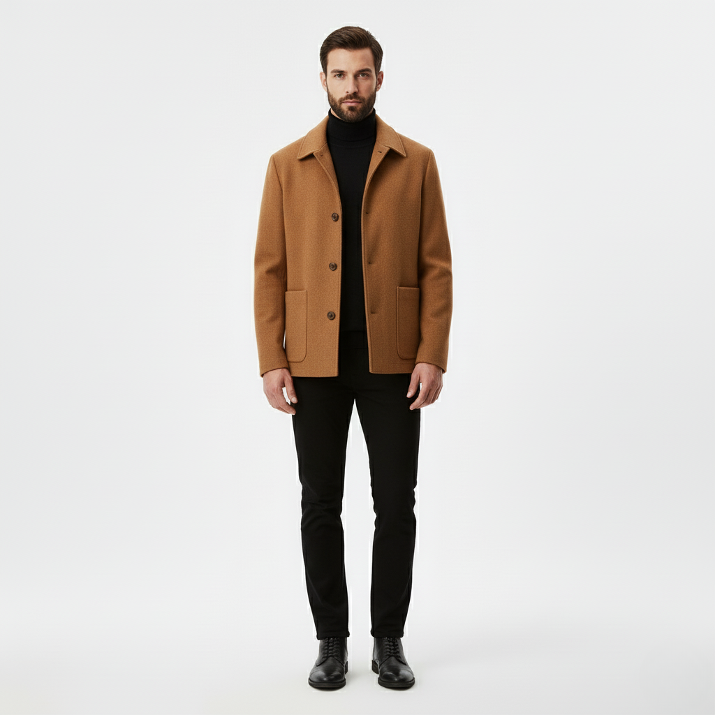 Wool Coat Classic Button Front Overcoat