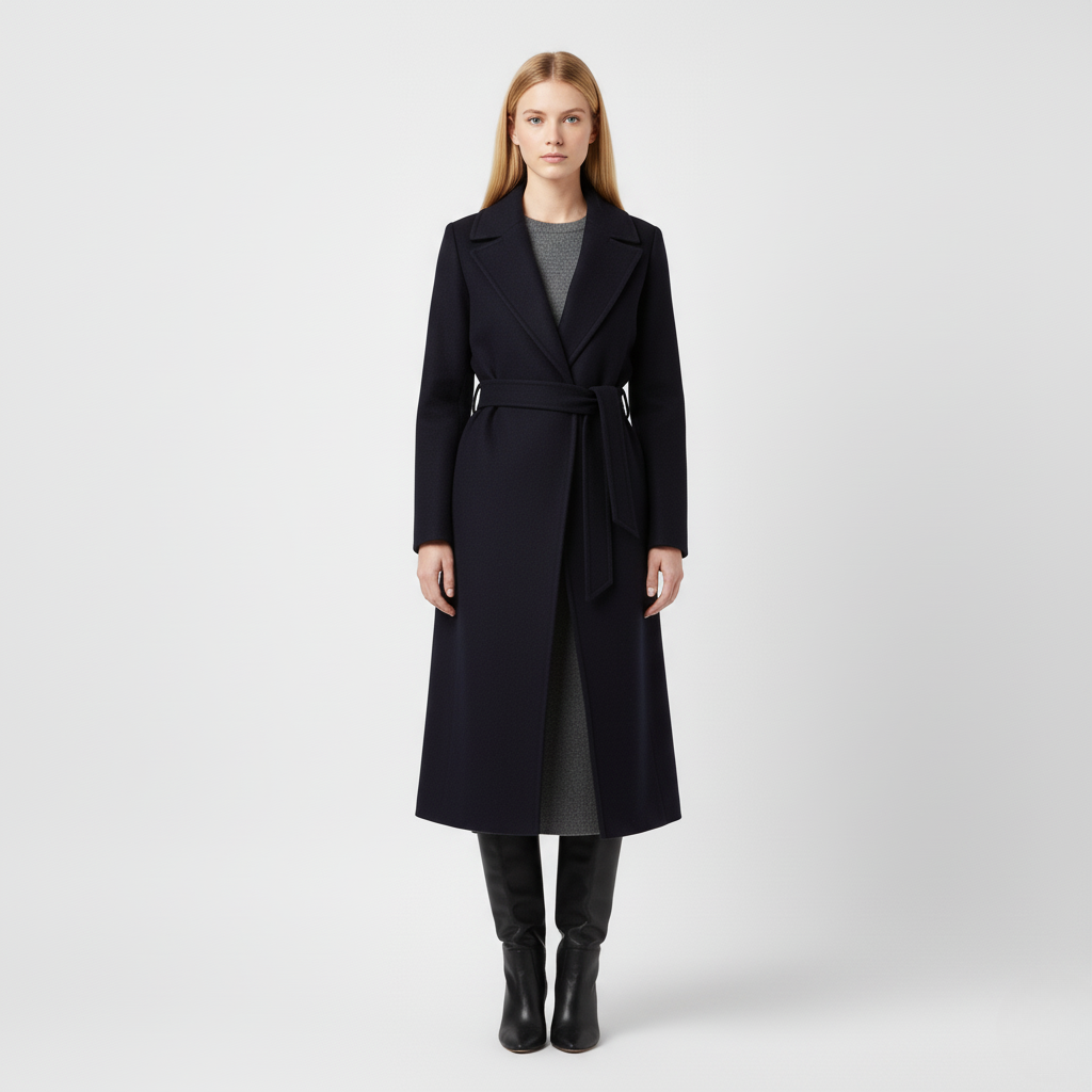 Long Belted Wool Coat