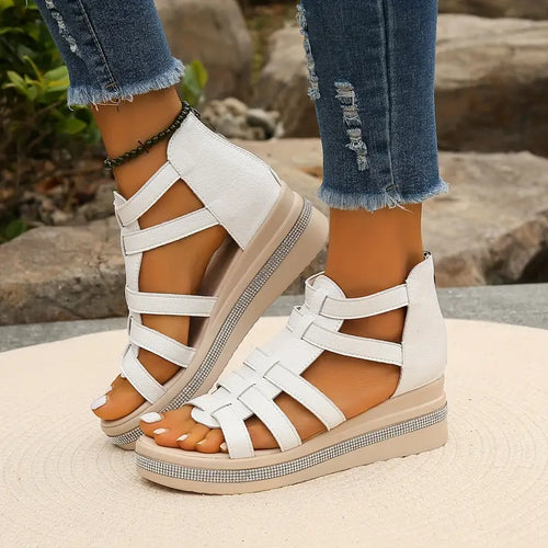 Back-Zip Platform Walking Sandals