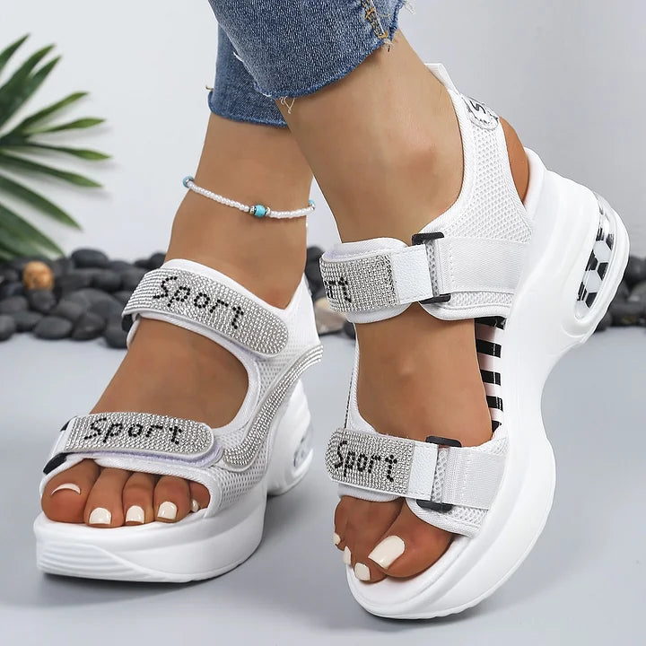 Riane - Orthopedic Platform Sandals with Crystal Details