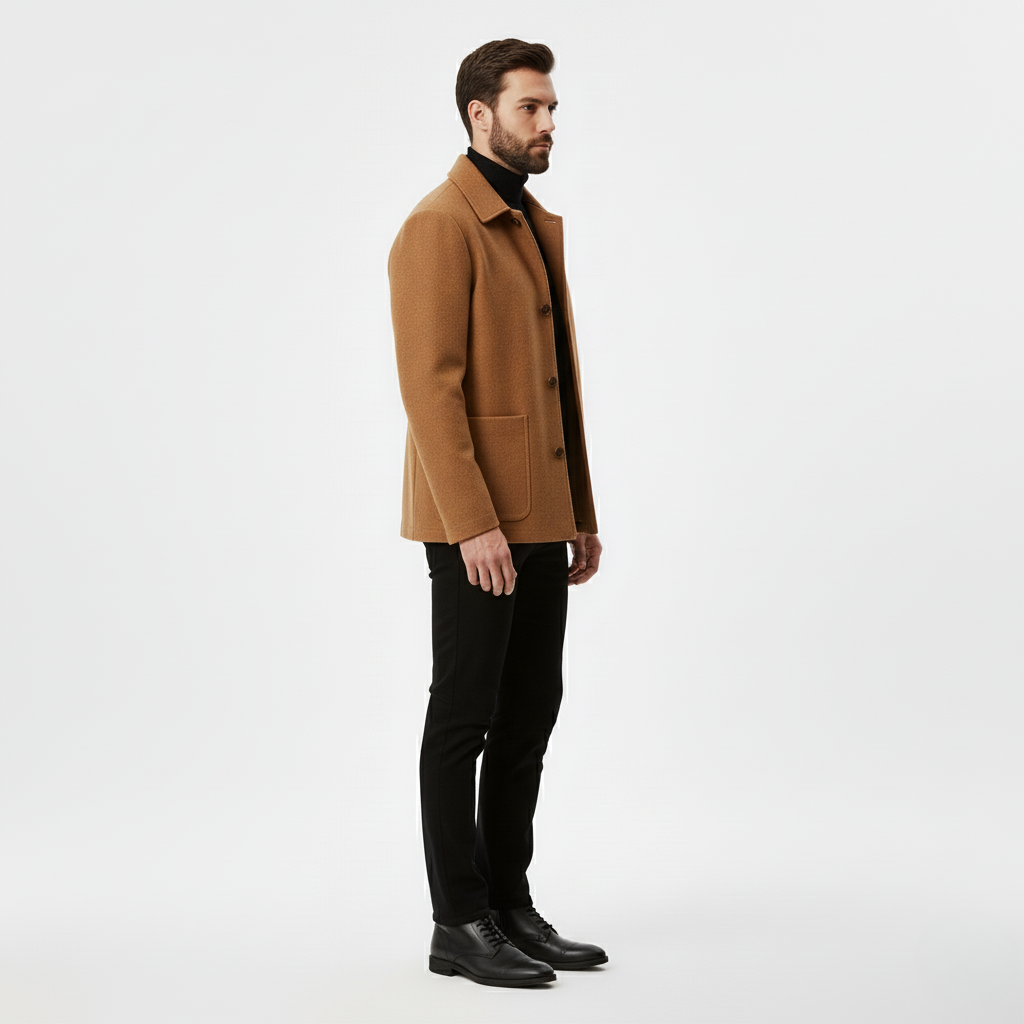 Wool Coat Classic Button Front Overcoat