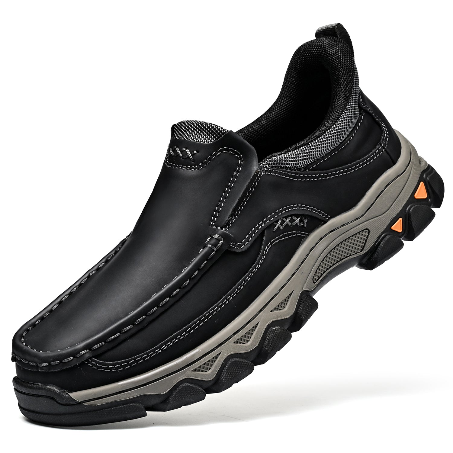 Mostelo® Mens Slip On Casual Outdoor Leather Walking Hiking Shoes V3689