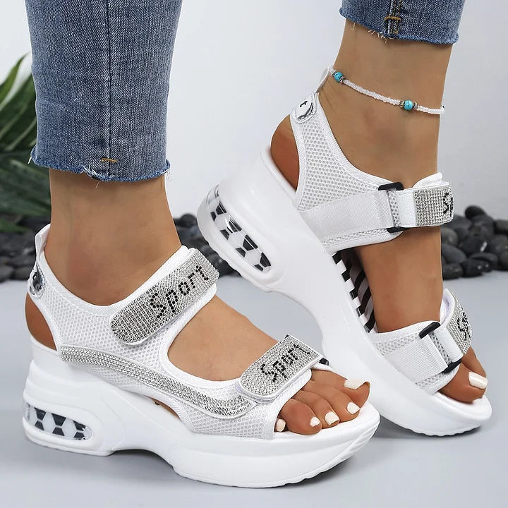 Riane - Orthopedic Platform Sandals with Crystal Details