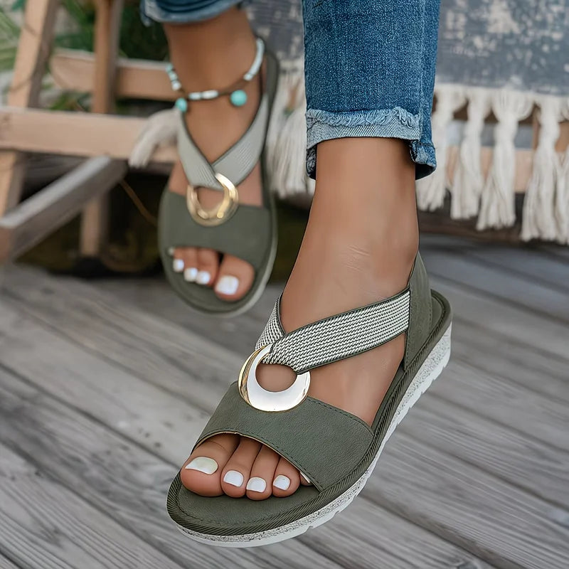 Marlene - Flat Sandals With Metal Buckle