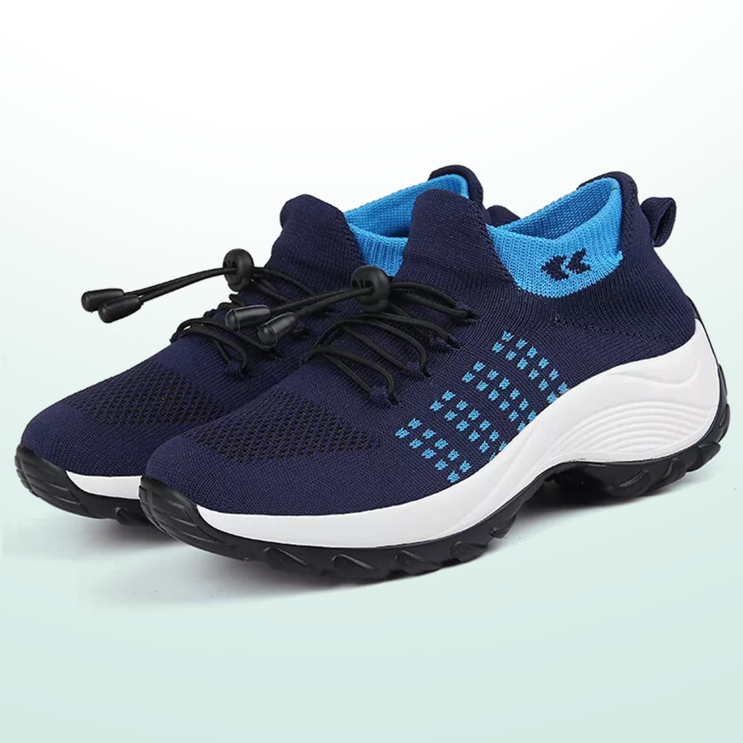 Paisley – Orthopedic Knit Fabric Shoes in Blue & Navy Blue