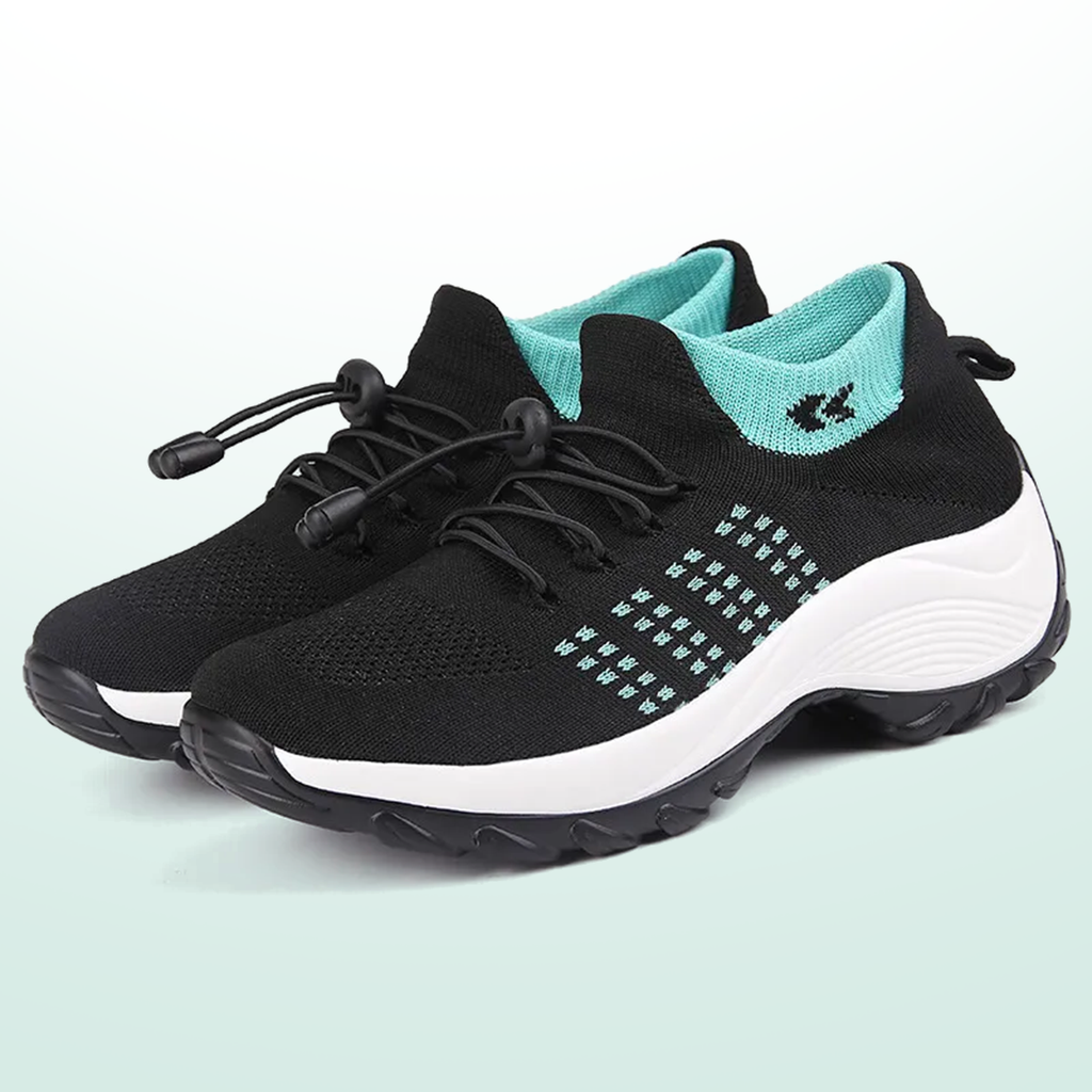 Linda – Orthopedic Knit Fabric Shoes in Green & Black