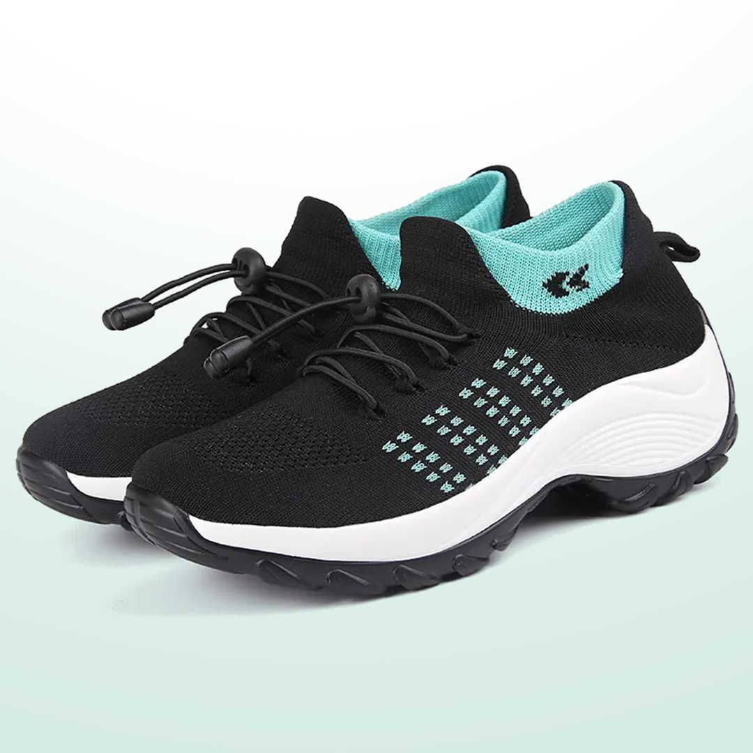 Linda – Orthopedic Knit Fabric Shoes in Green & Black