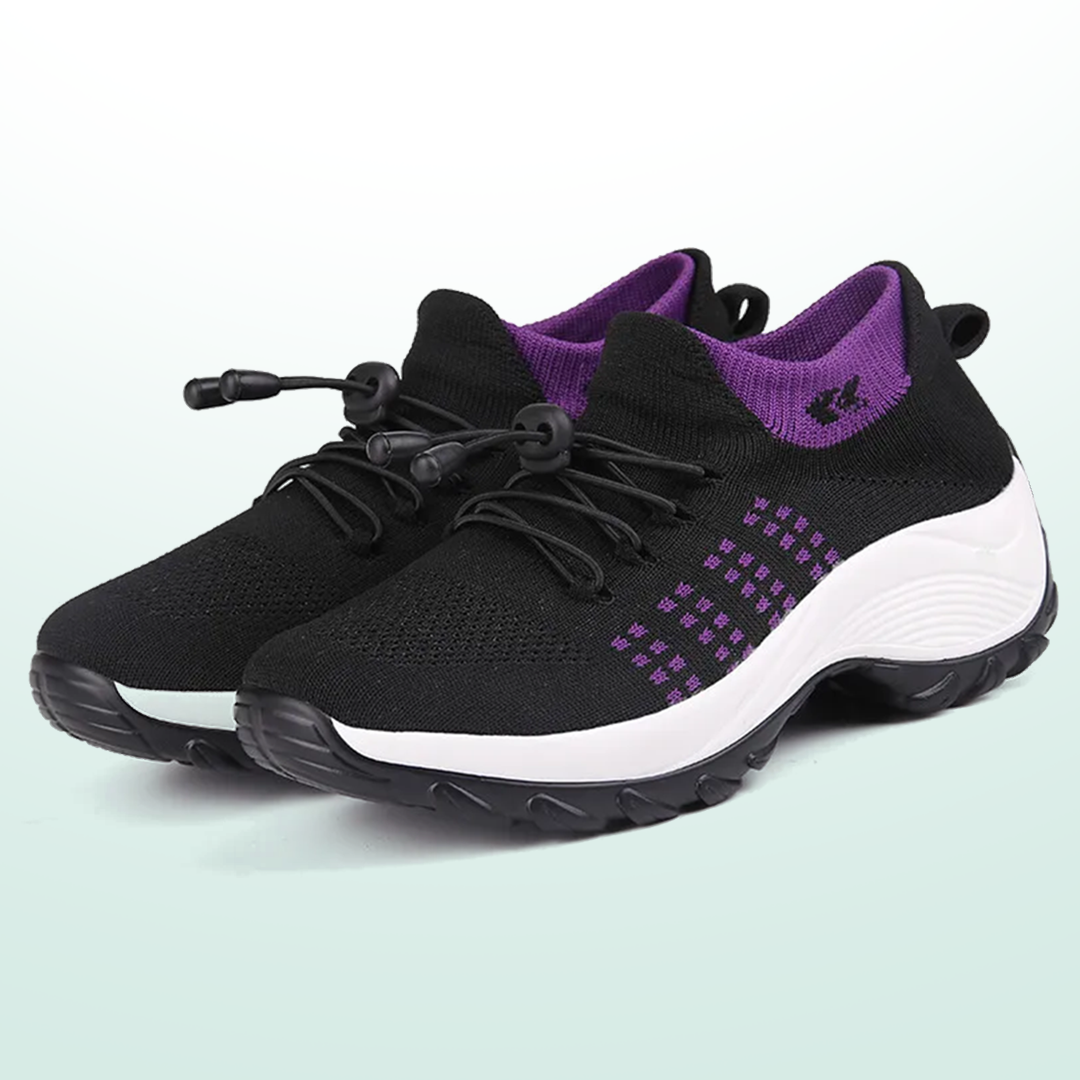 Ava – Orthopedic Knit Fabric Shoes in Purple & Black