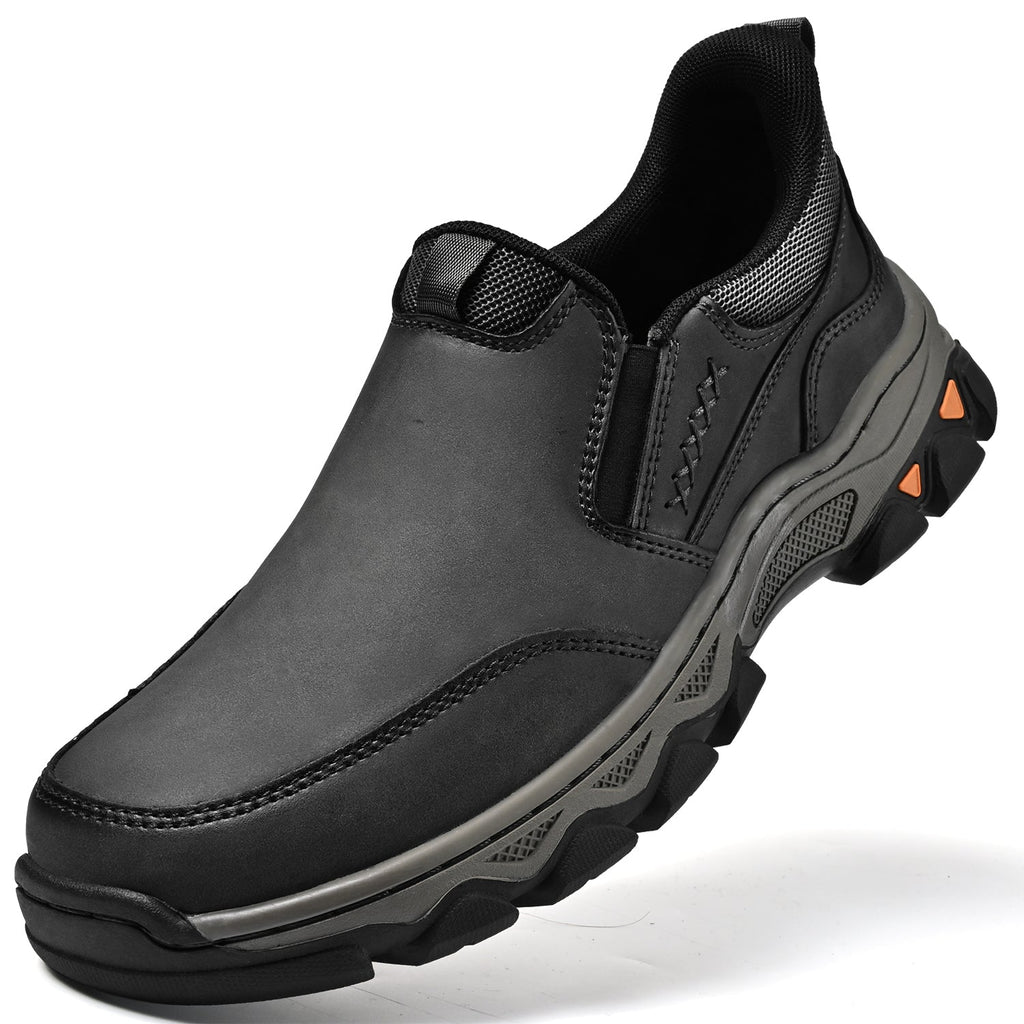 Mostelo® Mens Slip On Casual Outdoor Leather Walking Hiking Shoes V3686