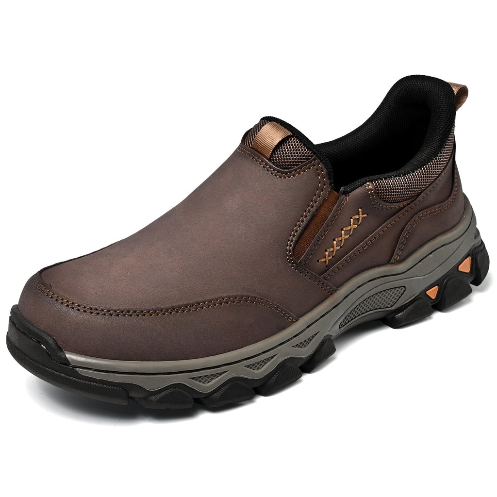 Mostelo® Mens Slip On Casual Outdoor Leather Walking Hiking Shoes V3686