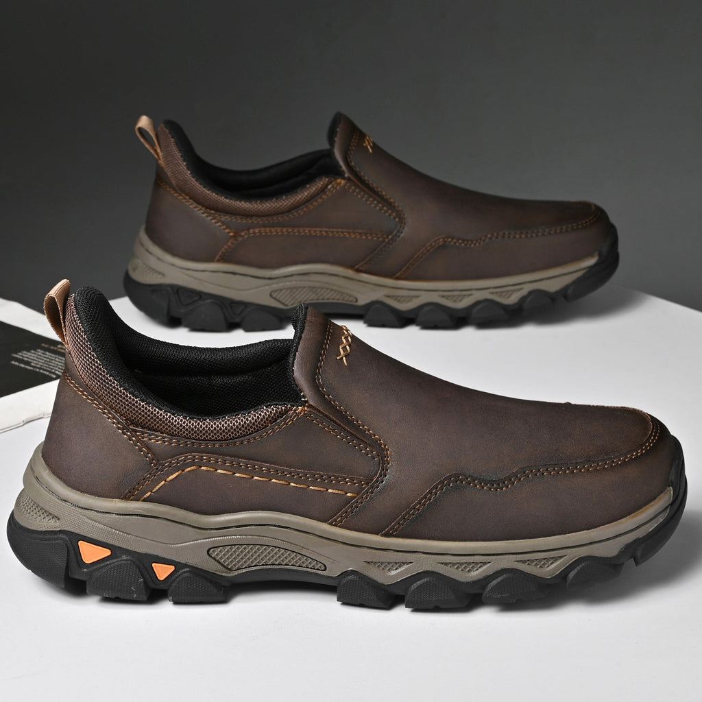 Mostelo® Mens Slip On Casual Outdoor Leather Walking Hiking Shoes V3382/V3699