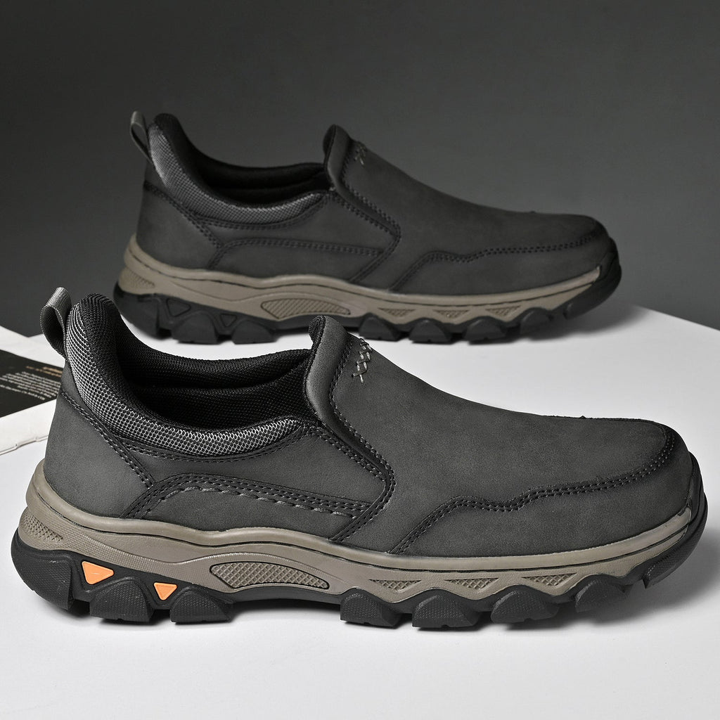 Mostelo® Mens Slip On Casual Outdoor Leather Walking Hiking Shoes V3382/V3699