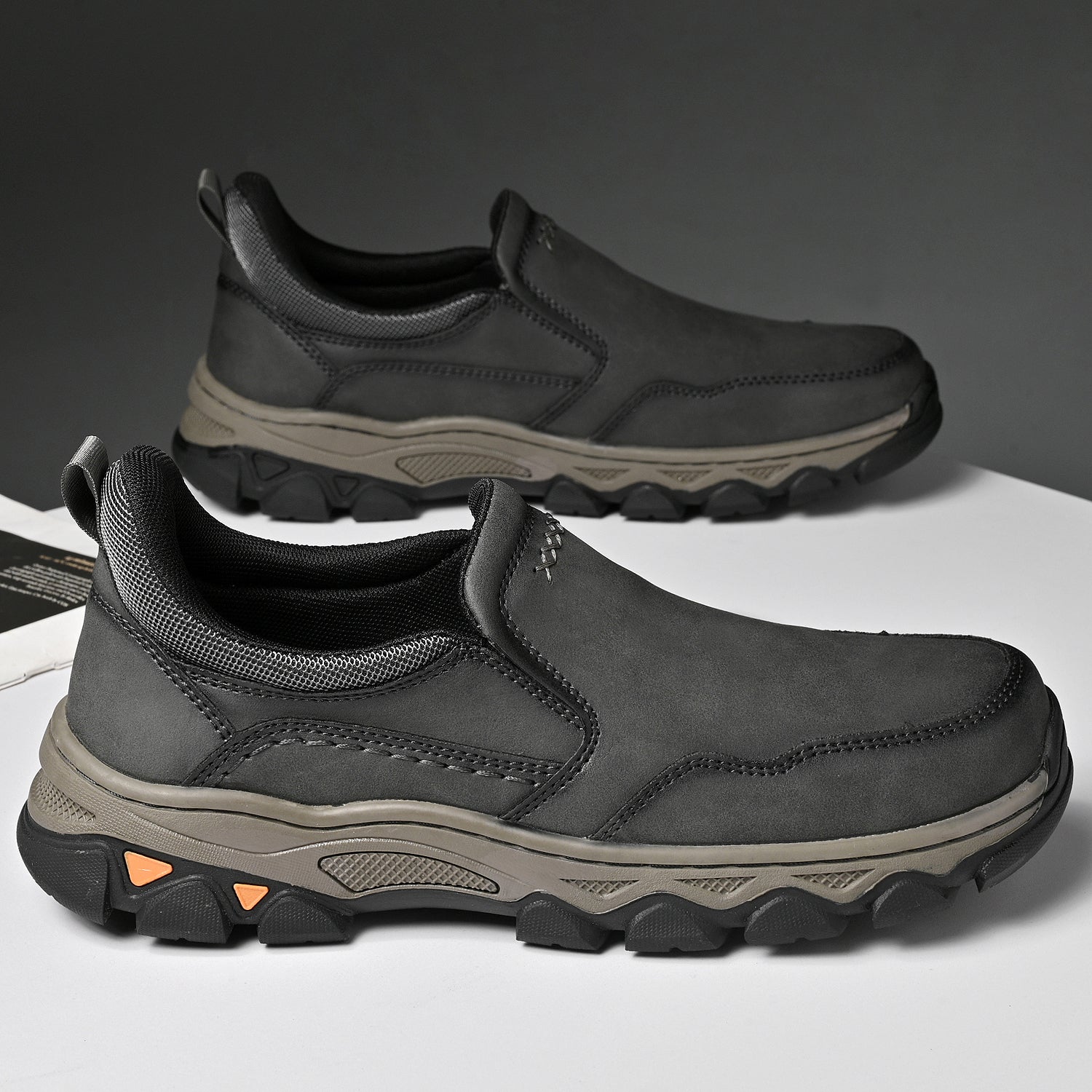 Mostelo® Mens Slip On Casual Outdoor Leather Walking Hiking Shoes V3382/V3699