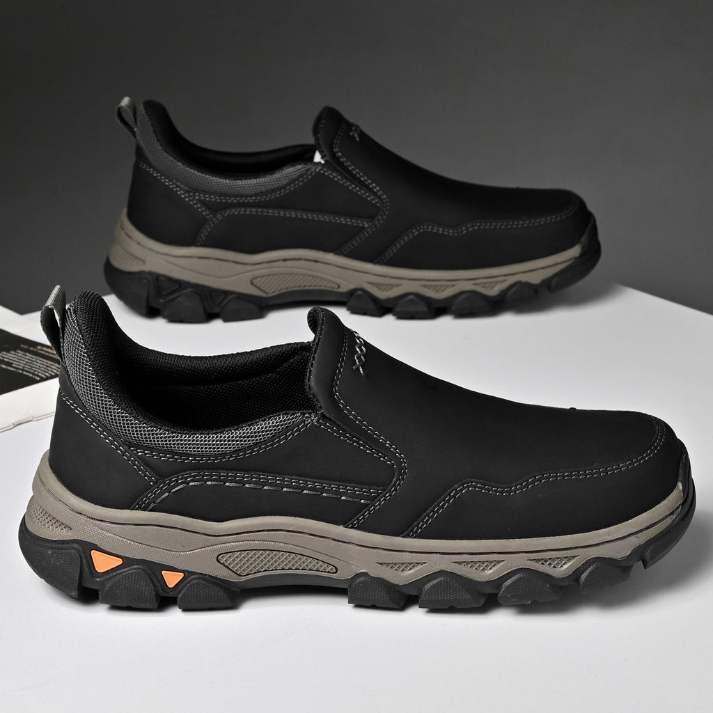 Mostelo® Mens Slip On Casual Outdoor Leather Walking Hiking Shoes V3382/V3699