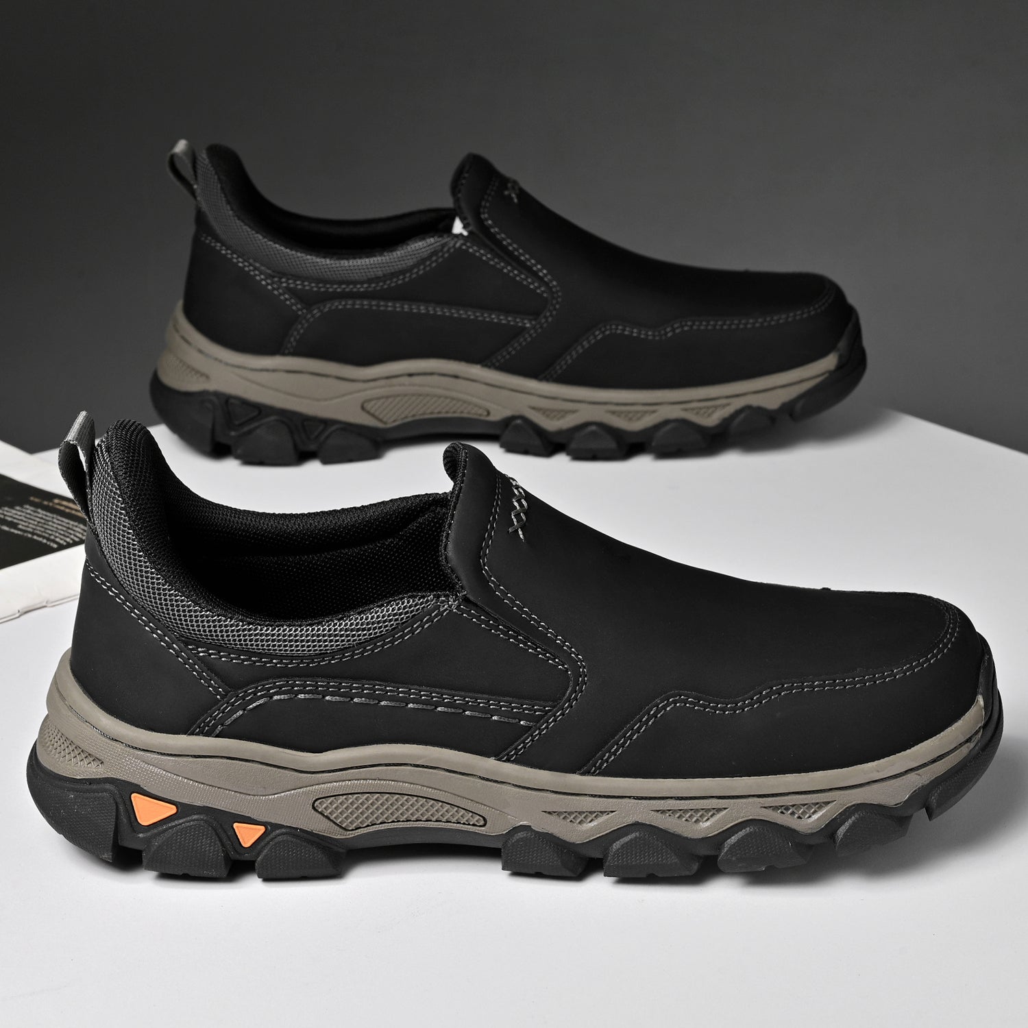 Mostelo® Mens Slip On Casual Outdoor Leather Walking Hiking Shoes V3382/V3699