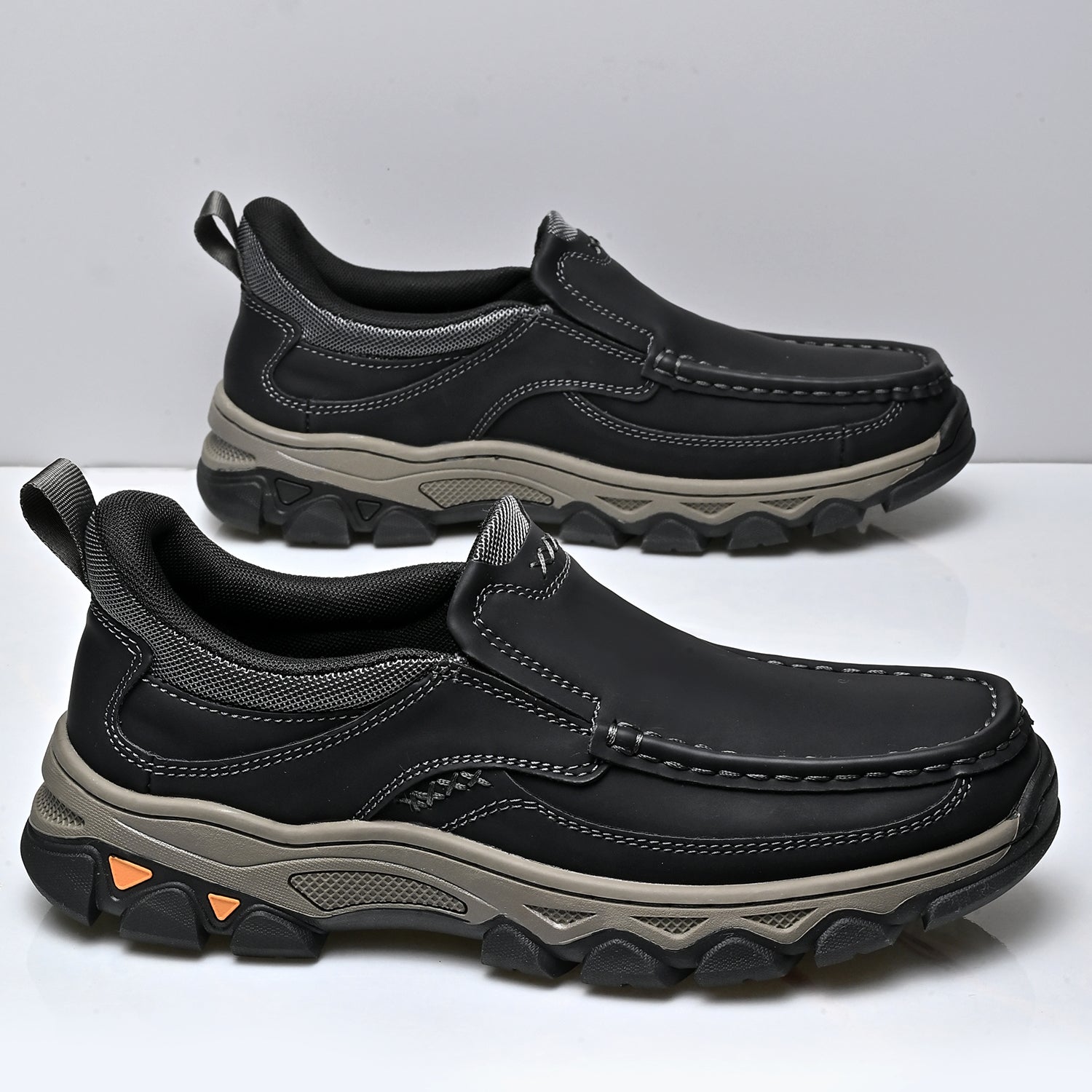 Mostelo® Mens Slip On Casual Outdoor Leather Walking Hiking Shoes V3689