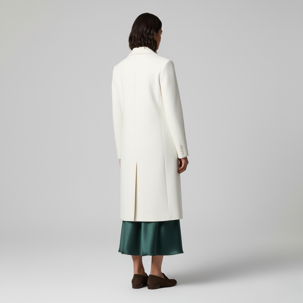 Tailored Wool Coat in Off-White