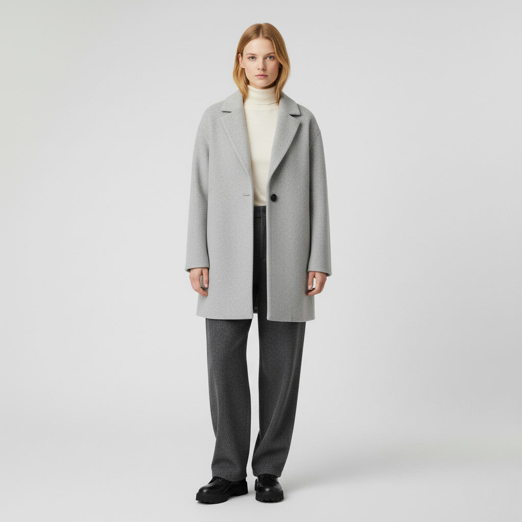 Oversized Wool Coat in Light Grey