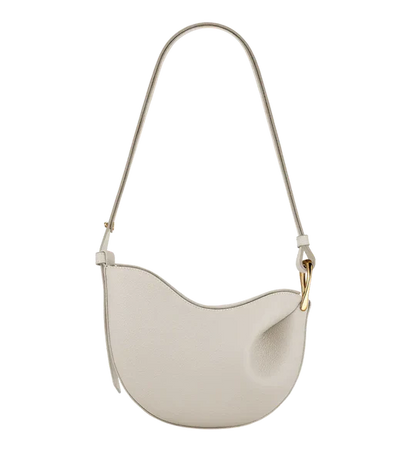 Curved Grain Shoulder Bag with Gold-Tone Accent