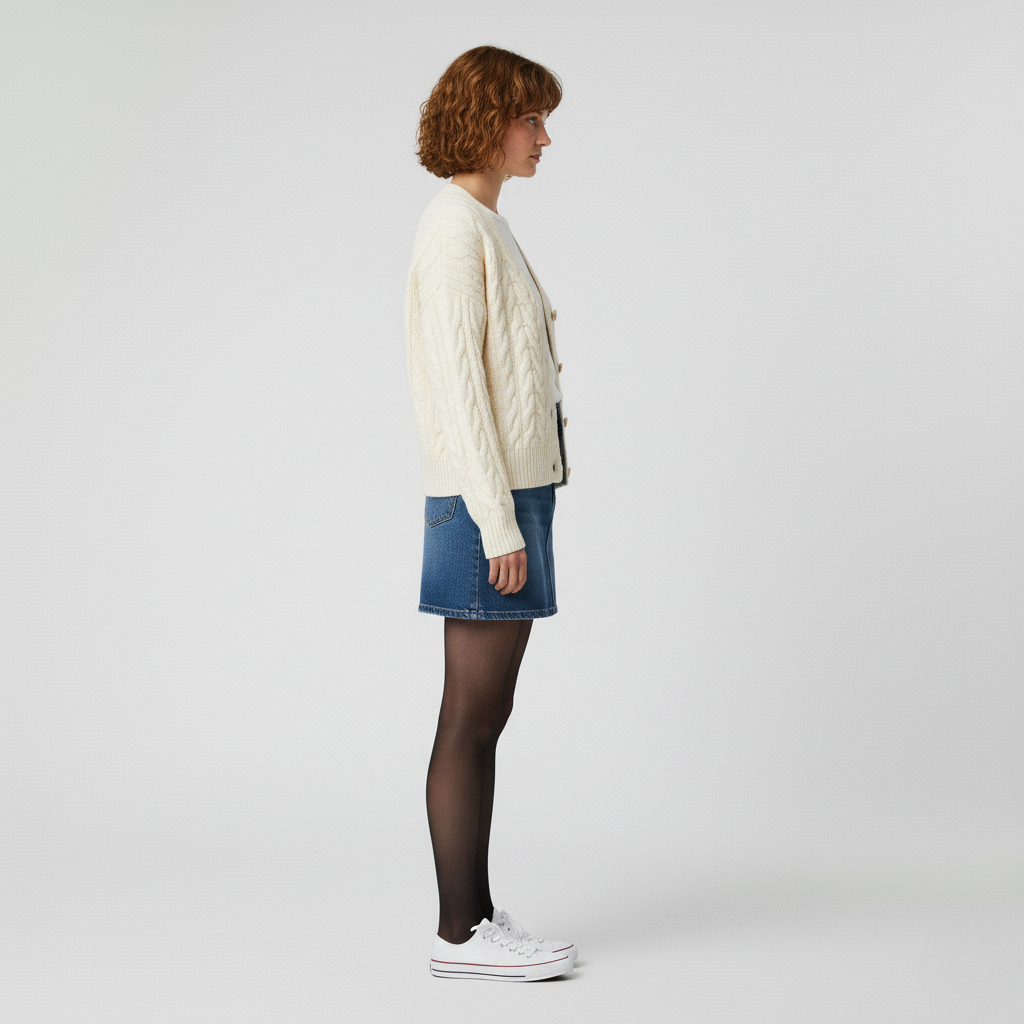 Cable Knit Cardigan in Cream