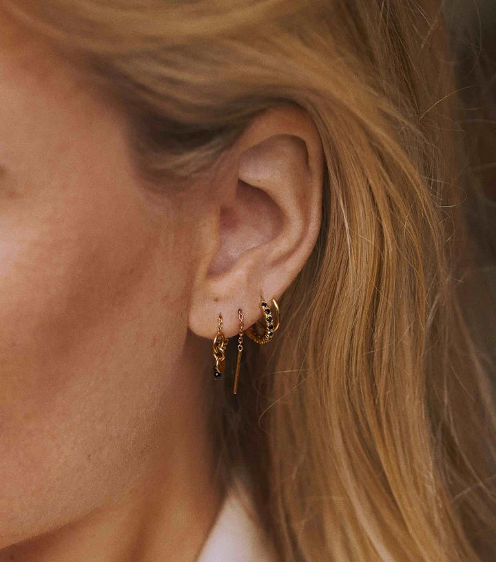 Black stone hoops