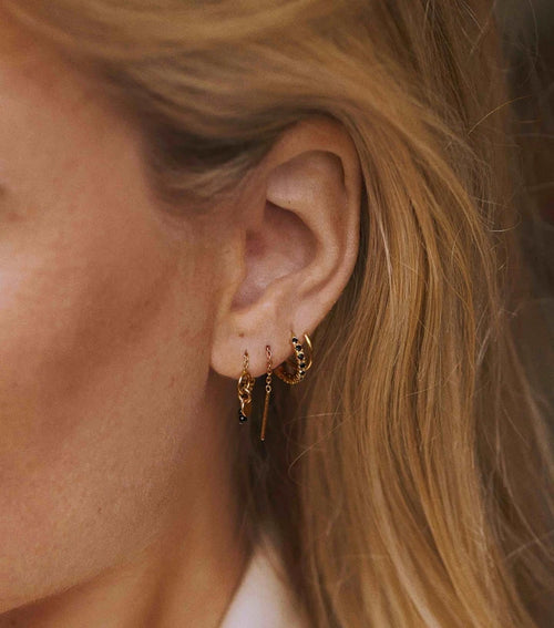 Black stone hoops