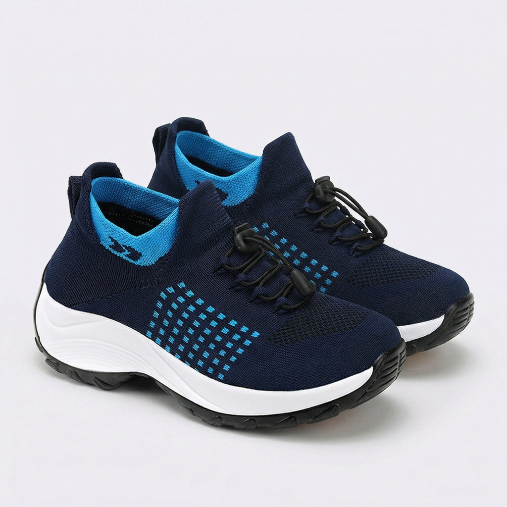 Paisley – Orthopedic Knit Fabric Shoes in Blue & Navy Blue