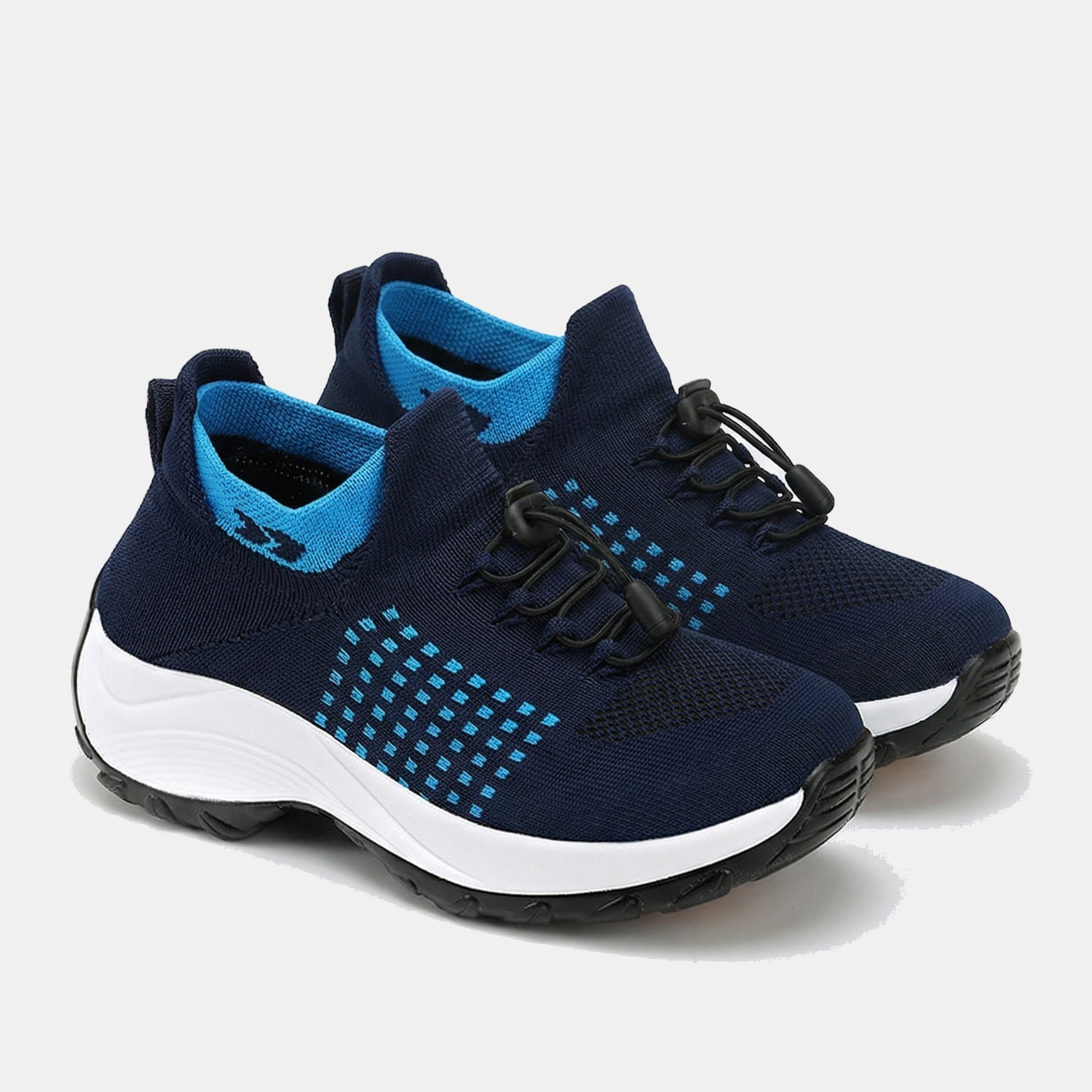 Paisley – Orthopedic Knit Fabric Shoes in Blue & Navy Blue