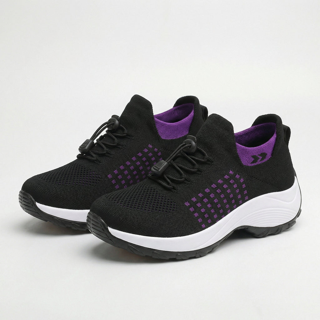 Ava – Orthopedic Knit Fabric Shoes in Purple & Black