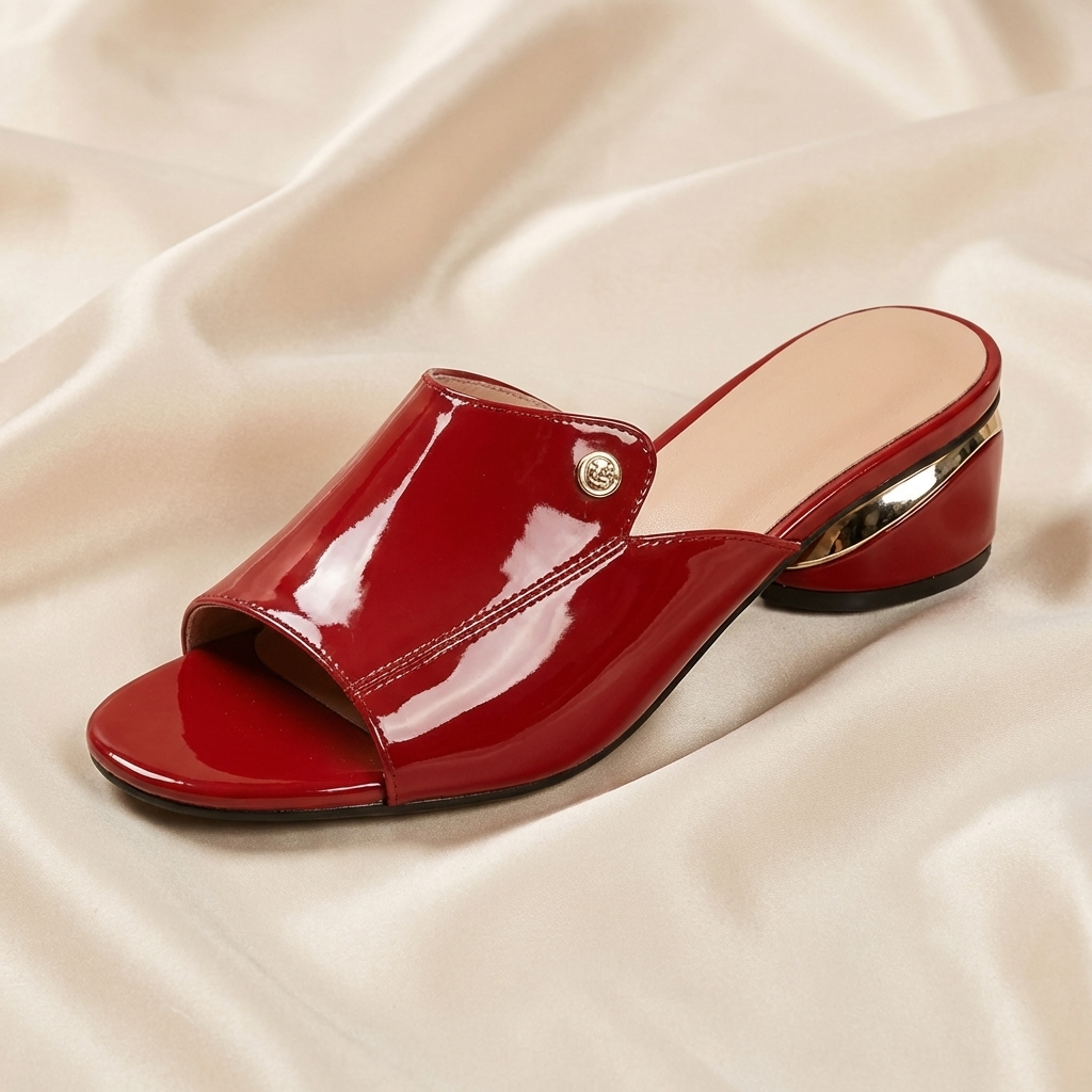 Gabriela - Glossy Leather Slide Sandals