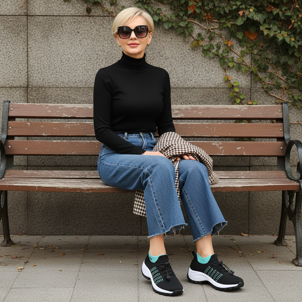 Linda – Orthopedic Knit Fabric Shoes in Green & Black