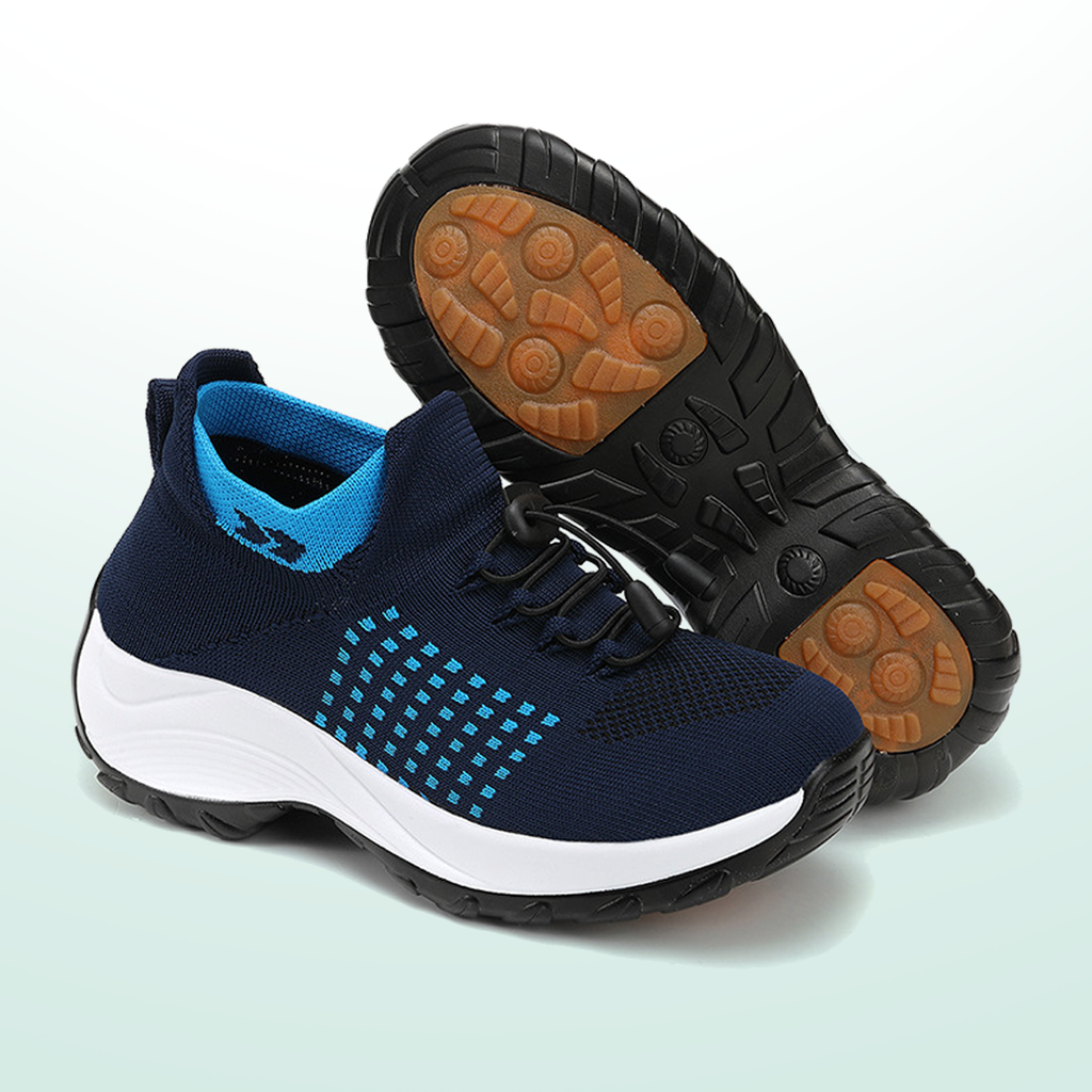 Paisley – Orthopedic Knit Fabric Shoes in Blue & Navy Blue