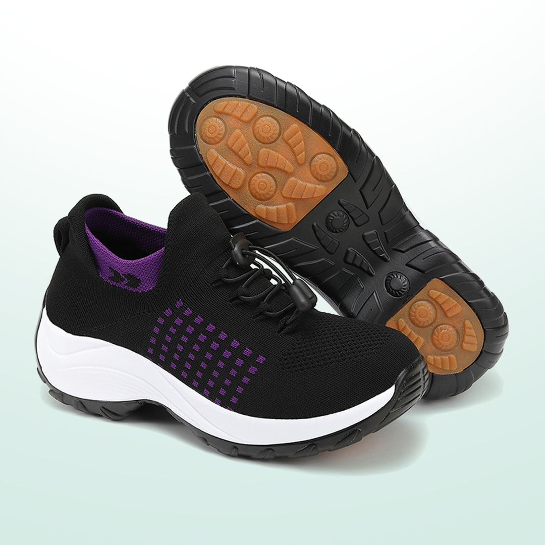 Ava – Orthopedic Knit Fabric Shoes in Purple & Black